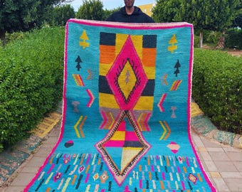 Soft Moroccan Rug in Delicate Pastel Tones - Unique Handmade Piece