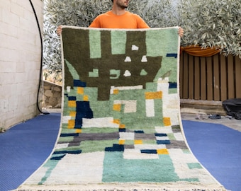 Handmade Beni Ourain Wool Rug – Berber Geometric Design