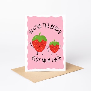Berry Best Mum Card / Biglietto carino / Fragola / Festa della mamma / San Valentino / Galentines / Fragole