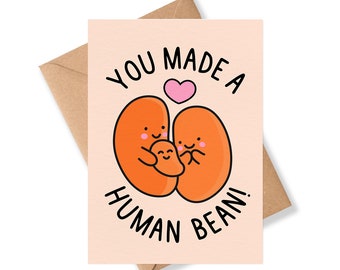 You Made A Human Bean | Cute Card | Handmade | A6 | New Baby | Thinking Of You