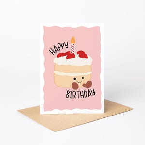 carte d'anniversaire de gâteau éponge | Carte mignonne | Fait main | A6 | Ami | Meilleur ami | Peluche en gelée