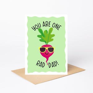 Tarjeta "Eres un papá genial" / Tarjeta linda / Hecha a mano / A6 / Jardín / Día del padre / Papá / Jardinería / Rábano / Vegetal