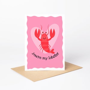 You're My Lobster-kaart | Handgemaakt | A6 | Beste vriend | Galentine | Vriendschap | Valentijnsdag | Vrienden | Blanco binnenkant
