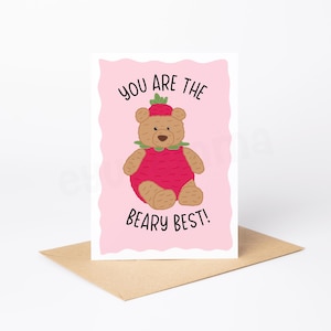 Vous êtes la meilleure carte Beary | A6 | Fraise | Je pense à vous | Fraise | Barthélemy | Gelée | Peluche | Inspiré