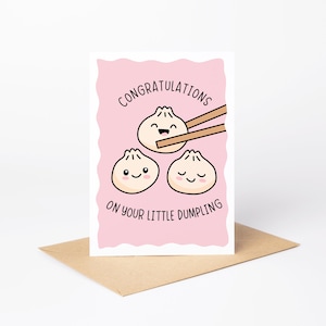 Herzlichen Glückwunsch zu Ihrem kleinen Knödel | Niedliche Karte | Handarbeit | DIN A6 | Neues Baby | Ich denke an Dich | Dim Sum