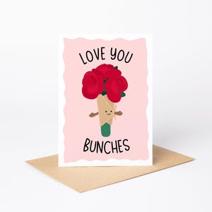 Tarjeta "Love You Bunches" / Tarjeta bonita / Hecha a mano / A6 / Ramo / Día de San Valentín / Galentines / Amigo / Peluche de gelatina / Día de la Madre