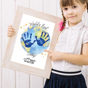 Father&#39;s Day Handprint Art Craft, PRINTABLE | Gift for Dad from Kids, Baby, Toddler, Preschool Activity, DIY Keepsake Card