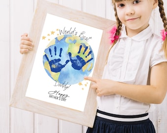 Father&#39;s Day Handprint Art Craft, PRINTABLE | Gift for Dad from Kids, Baby, Toddler, Preschool Activity, DIY Keepsake Card
