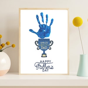 Printable Handprint Art for Father’s Day Gift, Best Dad Keepsake Handprint Memory Craft, Toddler Preschool Handprint Activity Card