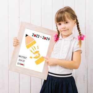 First Day Of School Handprint Craft, Back To School Printable, Memory Keepsake,  Handprint Preschool Craft, Kindergarten Teacher Resource