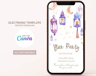 Ramadan Iftar Dinner Invitation Editable Template, Digital Iftar Party Invite, Celebrate Ramadan Invitation, Phone Invitation, Iftar Dinner