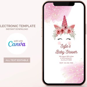 Magical Unicorn Birthday Invitation For Princess Girl, Editable and Instant Download Unicorn Smart Phone invitation, Any Age Unicorn Party