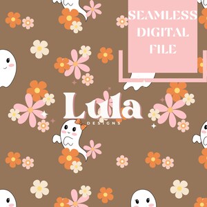 Fall Floral Ghosts - Seamless File - Flower Ghost Halloween