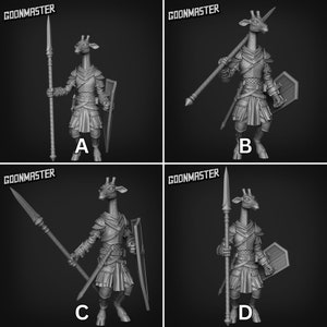 Giraffe Guardian w Spear - 3d Printed Miniature by Goon Master Games