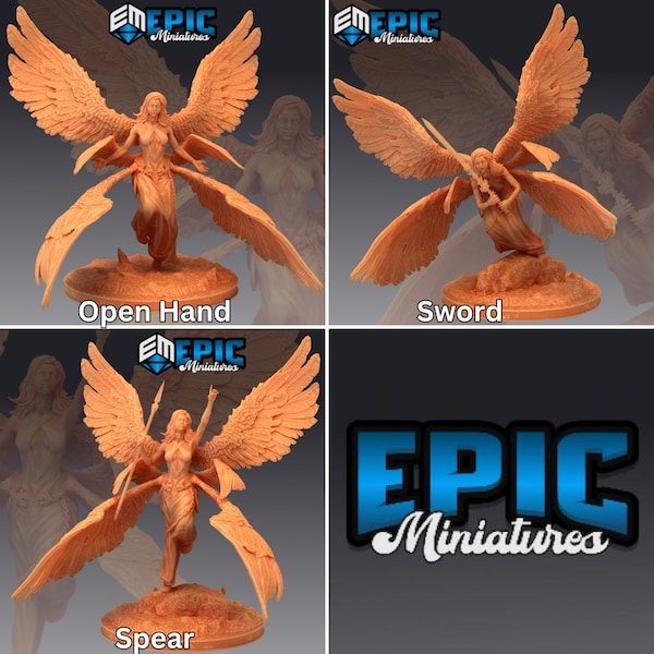 Seraphim Angel / Six Winged Female Celestial / Heavenly High Guardian - 3d printed miniatures sculpted by Epic Miniatures