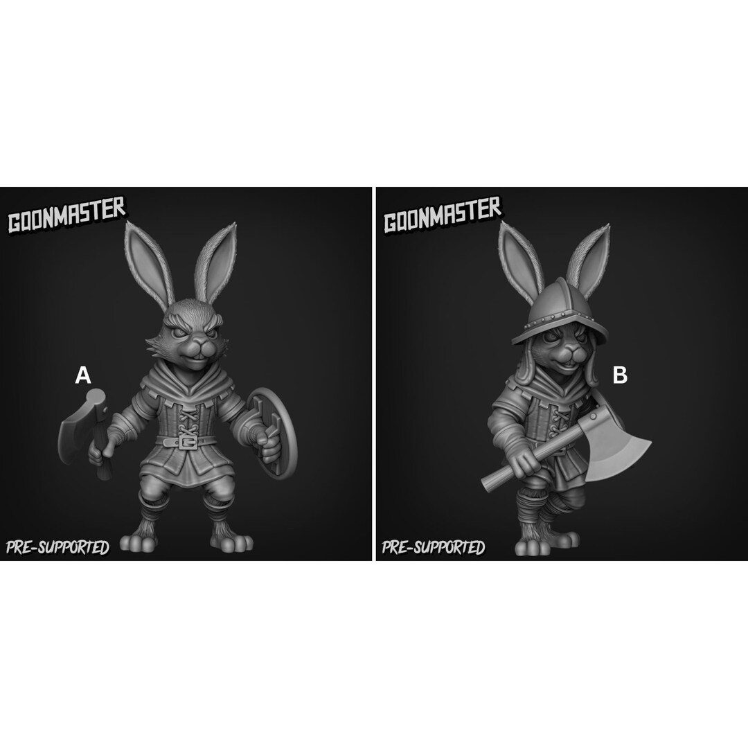 Rabbit Soldier axe 3d Printed Miniature by Goon Master Games - Etsy