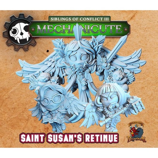 Saint Susan's Retinue - 3d Printed Grimdark Chibi Miniature