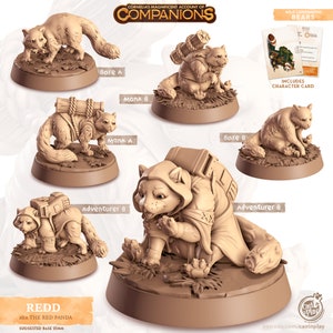 Redd Red Panda Animal Companion Miniature For Dungeons and Dragons, Pathfinder, Tabletop Games
