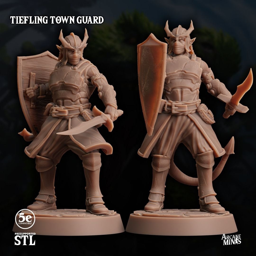 Tiefling Town Guard - 3d Printed Miniature by Arcane Minis
