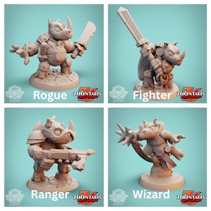 Rhinoceros Adventuring Guild - 3d Printed Miniatures Sculpted by Dice Heads