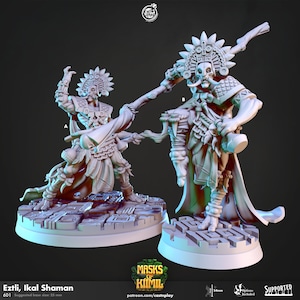 Eztli, Ikal Shaman - 3d printed miniatures sculpted by Cast N Play Miniatures