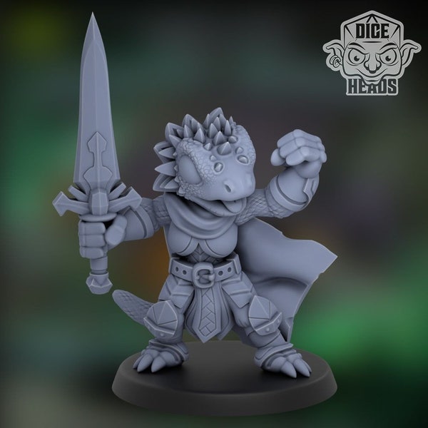 Bearded Dragon Fighter - 3d Printed Miniature by DiceHeads