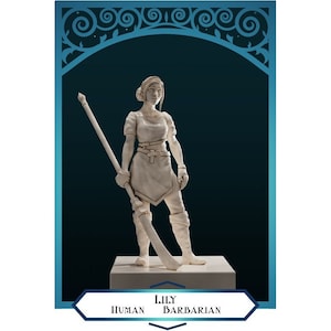 Human Barbarian - Lily - 3d Printed Miniature by DND Is A Woman