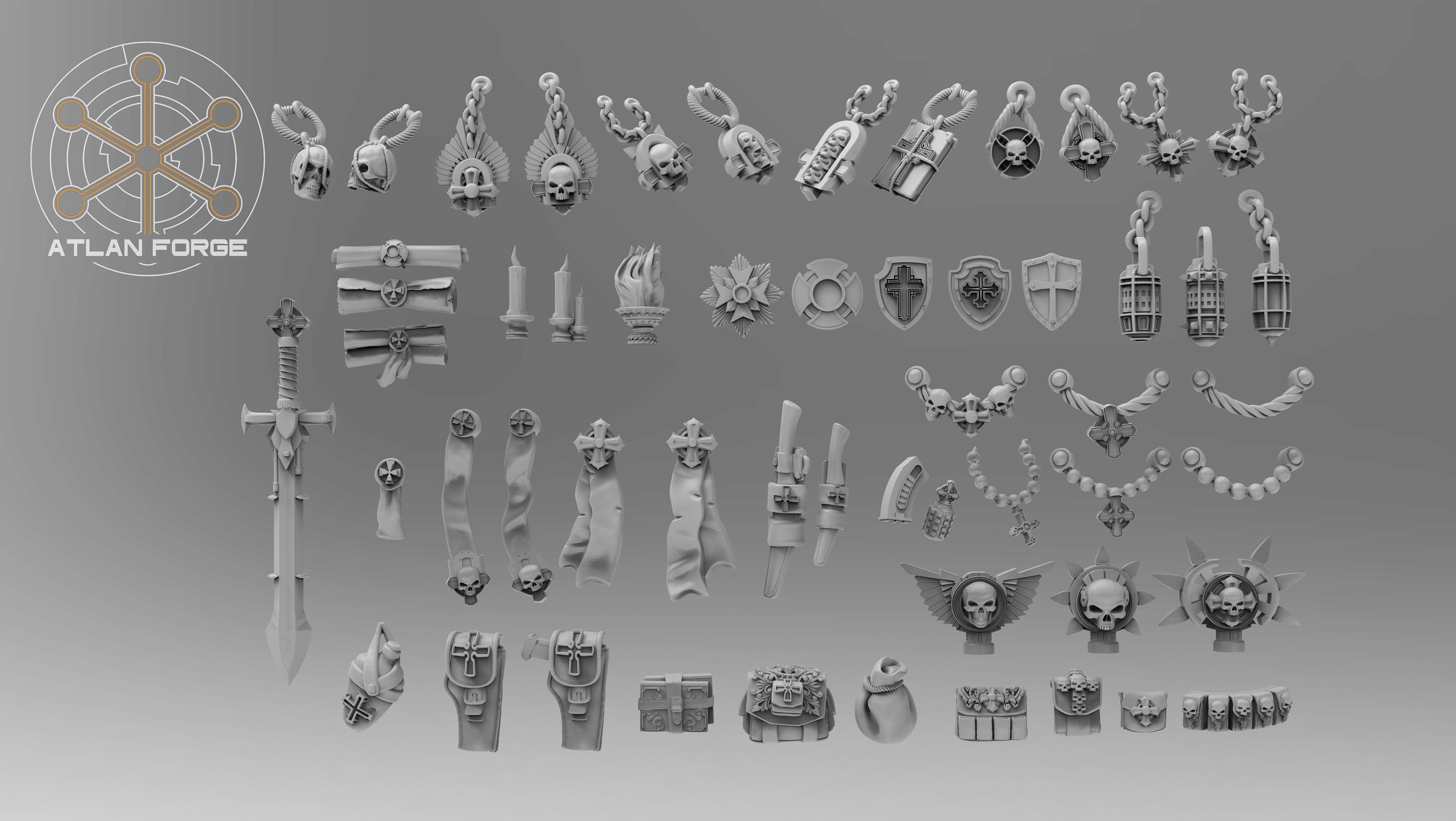 Templar Accessory Pack - 110 bits for customizing and Kitbashing sculpted by Atlan Forge
