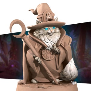 Cat Wizard - 3d Printed Miniature sculpted by Bite the Bullet