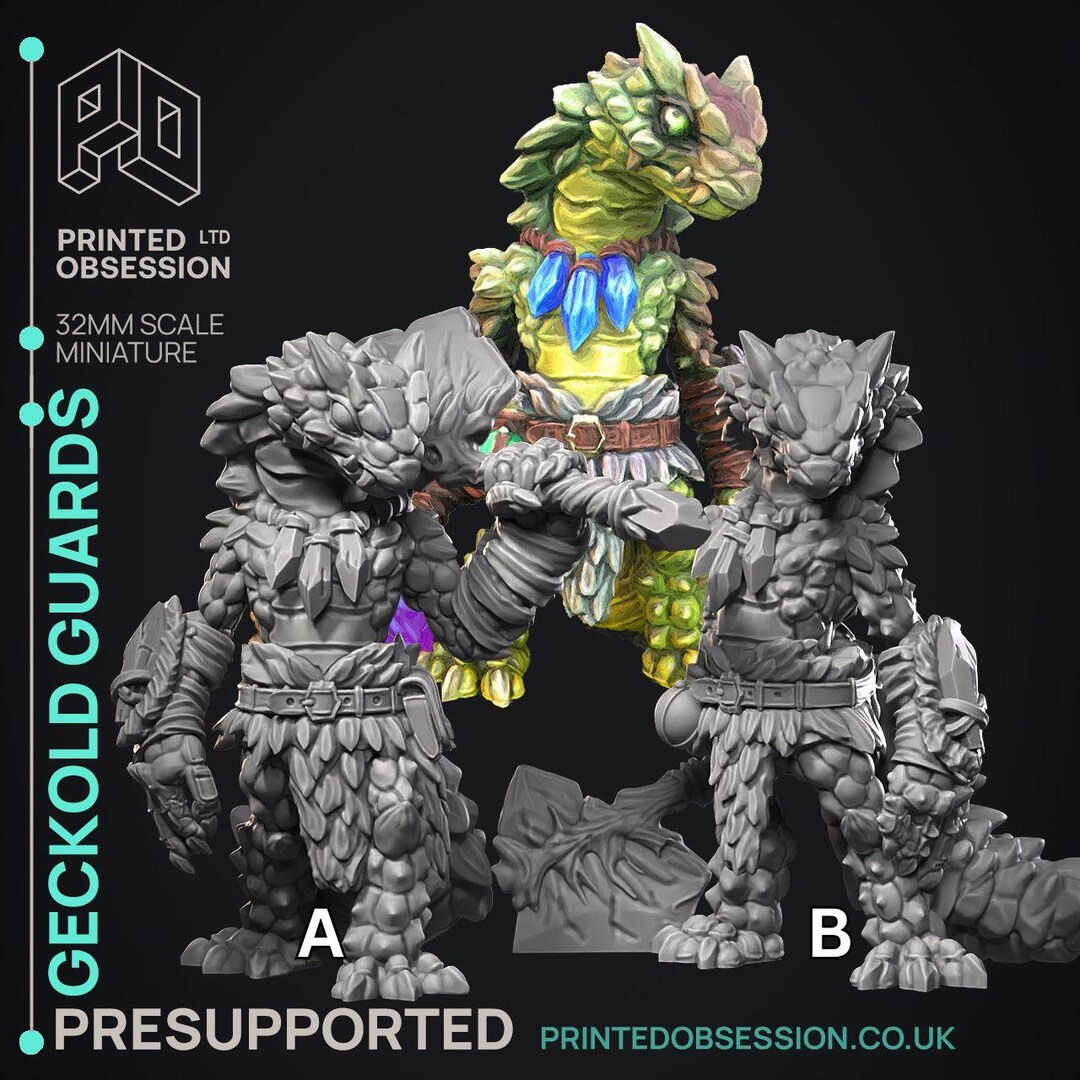 Geckold Guards Geckolds 3d Printed Miniature Sculpted by Printed ...