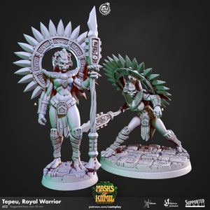 Tepeu, Royal Warrior - 3d printed miniatures sculpted by Cast N Play Miniatures