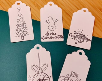 Geschenkanhänger Weinachtsanhänger in 5er Set| Kraftpapier |Weinachten| Kärtchen |Anhänger |Geschenkanhänger|Frohe Weihnachten