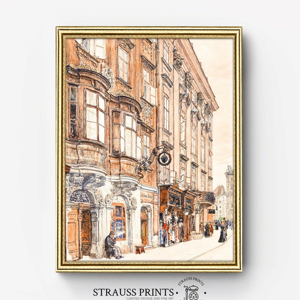 Entrée de rue, taverne et cave à vin, Vienne | Huile sur toile | Peinture | Portraits | Beaux-Arts | Œuvre d’art célèbre | Téléchargement imprimable