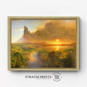 Volcano | Blazing Sun I Oil on Canvas I Vintage | Landscape I Fine Art Print I Wall Art l Printable Download