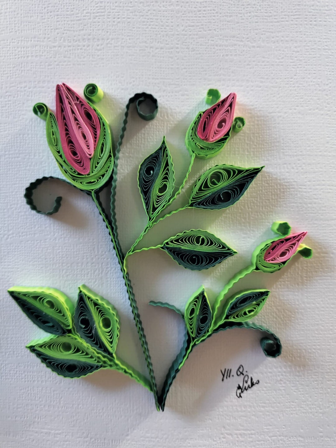 Pink Rose Budsquilling Art Etsy