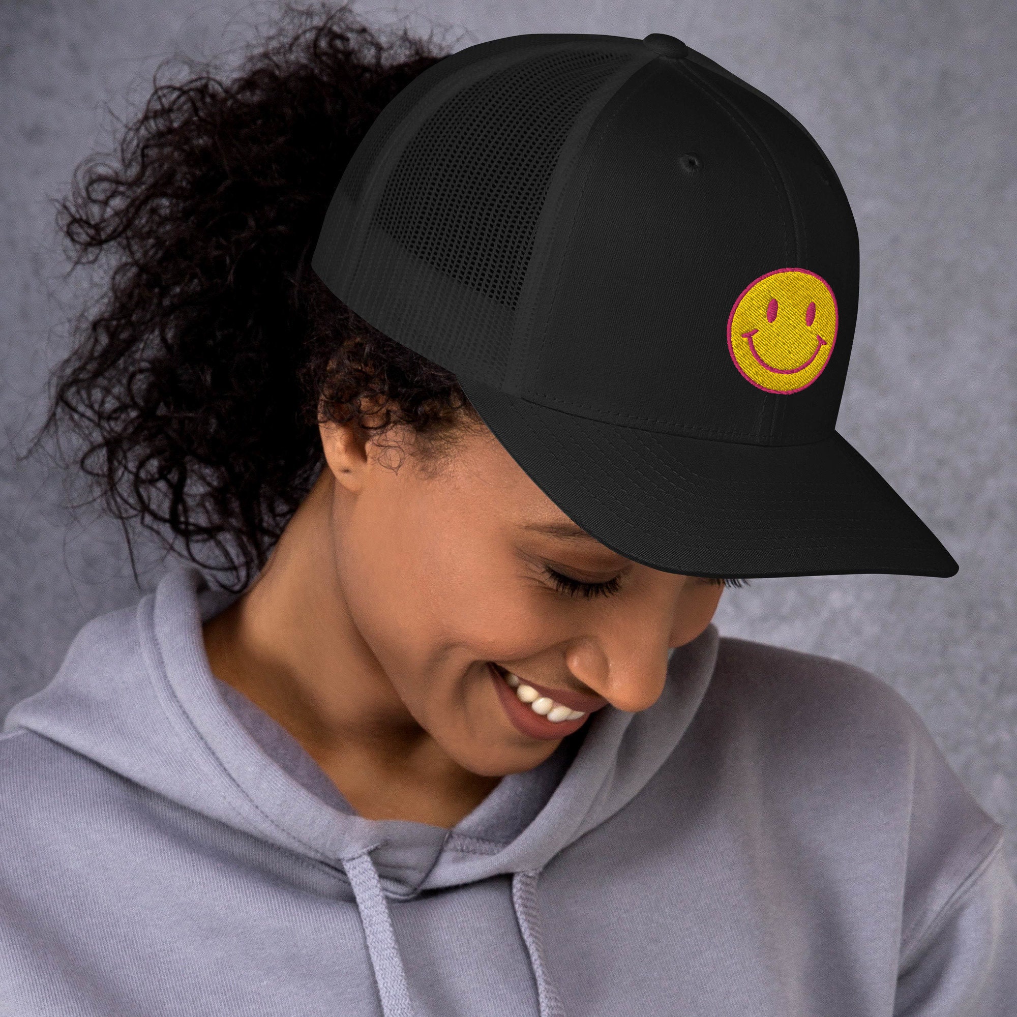 Lot Of 5 Smiley Face trucker Hat Women’s One Size NEW with tags Happy Hat Happy Face Trucker Hat | Smile Patch Hat | Smiling  main image 3