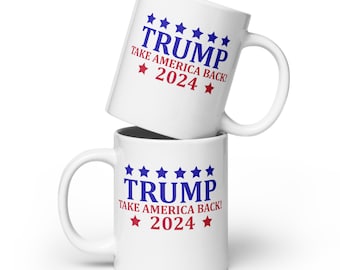 トランプ MAGA 2024 ホワイト光沢マグカップ