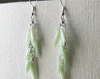 Mint glass dagger dangle earrings