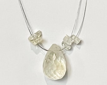 Opalescent glass teardrop cluster necklace (steel)