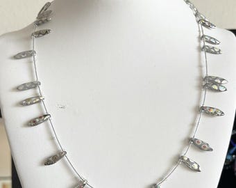 Unique Czech half-silvered glass dagger bead necklace