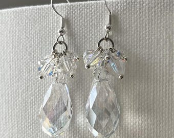 AB crystal cluster teardrop earrings