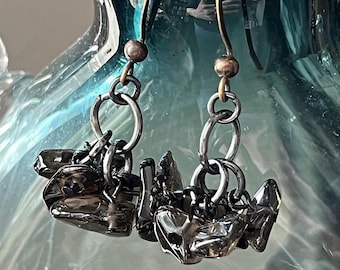 Smoky quartz chip cluster earrings