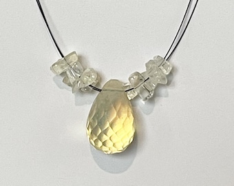 Opalescent glass teardrop cluster necklace (black)