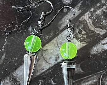 Uranium glass "Forbidden Icecream" dangle earrings (clear/silver)