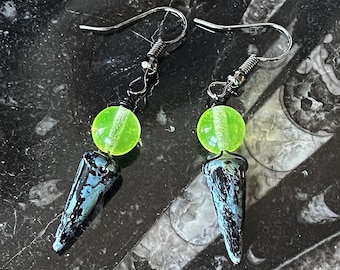 Uranium glass "Forbidden Icecream" earrings (stone effect dangle)