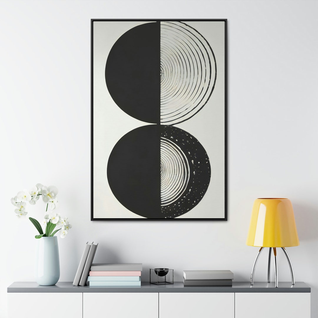 Framed Canvas Print Two Abstract Circles Wall Art Gallery Etsy