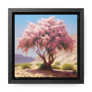 Framed Print: Tamarisk Shade - Spiritual Oasis Desert Tree Artwork, Biblical Abraham Inspired, Religious Home Decor, Tranquil Art