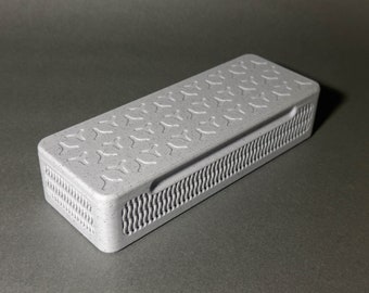 3D-geprinte hoes met steentextuur: magnetisch klikdeksel, gyroide-patroon