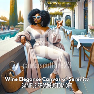 Lienzo personalizado de elegancia de vino GPT que potencia la serenidad Arte digital y afirmaciones Entusiastas de la tranquilidad Elegancia en espacios de bienestar