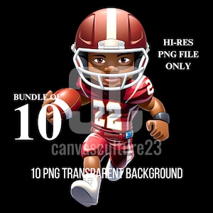 10 pour 10 Bundle de 10 fichiers de joueurs de football de dessin animé PNG de haute qualité en uniforme marron et blanc pour l’impression à la demande et les marchandises personnalisées